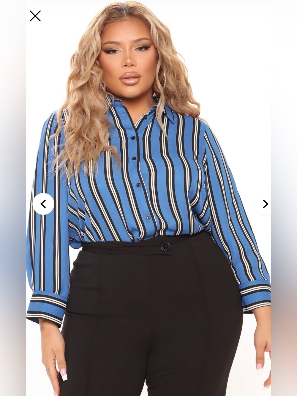 Stripes On Stripes Button Down Shirt - Blue	 size 1x NWT